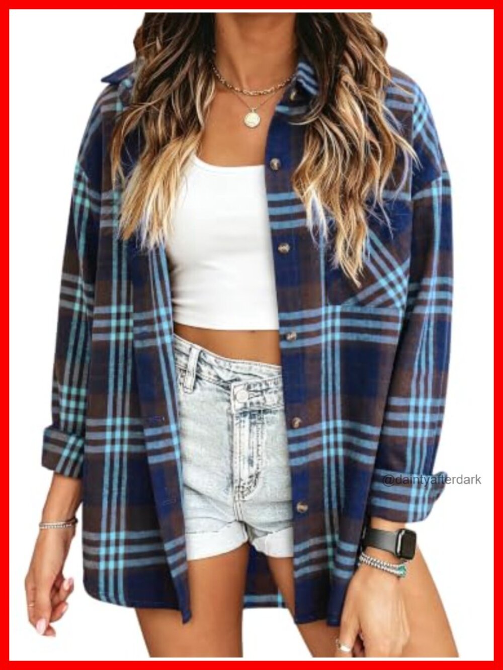 Lightweight Flannel Plaid Button Down Shirt Long Sleeve Casual Top
